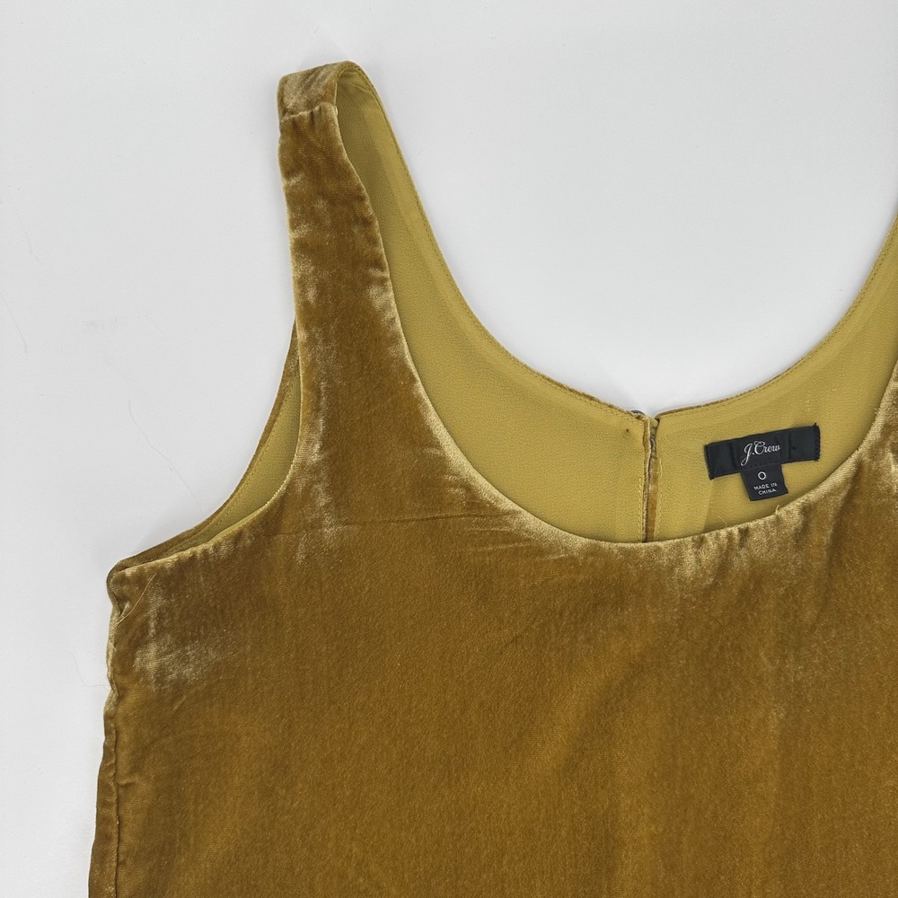 J. Crew Velvet Tank Top Women's Size 0 Gold Sleeveless Evening Business - Picture 4 of 11